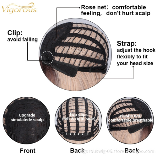 Vigorous fashion long ombre none lace synthetic fiber braiding hair wholesale cheap premium full wig front black women cosplay